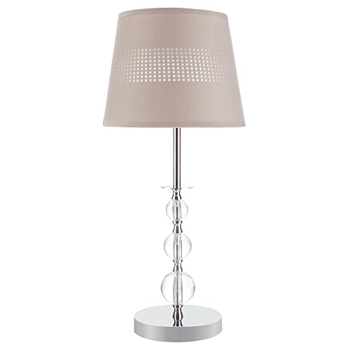 HOMCOM Tischlampe Nachttischlampe 54 cm Tischleuchte mit Stoff Schirm für Schlafzimmer Wohnzimmer Schreibtischlampe moderne Stil E27-Fassung 40 W Acryl Metall Grau