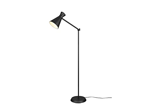 meineWunschleuchte LED Stehleuchte mit Gelenk & Fußschalter, Metall Schirm in Schwarz - Höhe 150cm