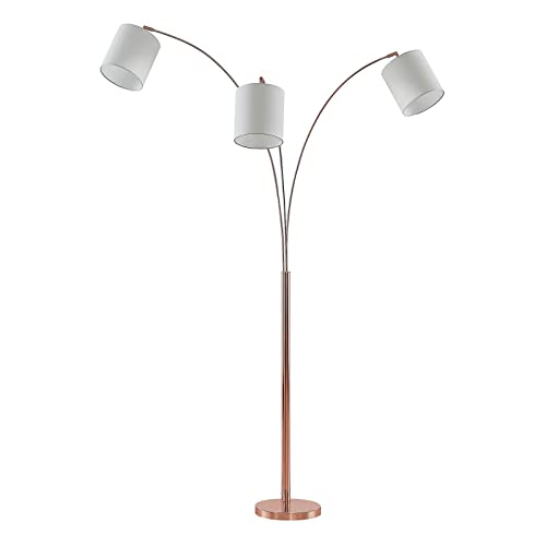 Lindby Stehlampe (Bogenleuchte) 'Nanika' (Modern) in Kupfer aus Metall u.a. für Wohnzimmer & Esszimmer (3 flammig, E27) - Textil Stehleuchte, Floor Lamp, Standleuchte, Wohnzimmerlampe, Wohnzimmerlampe