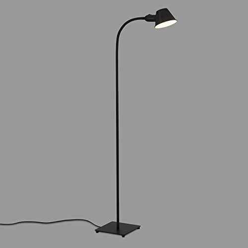 BRILONER Leuchten - Stehlampe flexibel, Stehleuchte verstellbar, Kippschalter, 1x E27 Fassung max. 10 Watt, inkl. Kabel, Schwarz, 152 cm, 1407-015