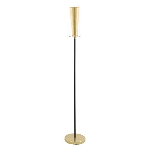 EGLO Stehlampe Pinto Gold, 1 flammige Standleuchte, Standlampe aus Stahl, Farbe: Schwarz, gold, Glas: klar, gold, Fassung: E27, inkl. Trittschalter