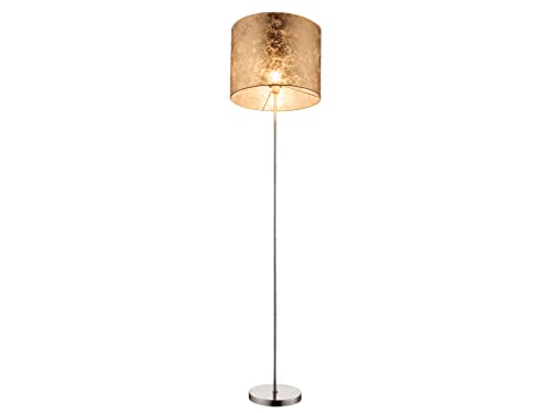 Globo Design Stehlampe Amy mit E27 LED, Stoffschirm Ø 40cm goldfarbig marmoriert für wohnliches Licht