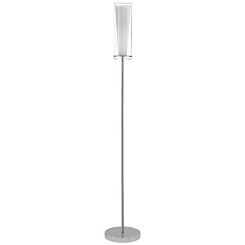 EGLO Stehlampe Pinto, 1 flammige Standleuchte, Standlampe aus Stahl, Farbe: Chrom, Glas: klar, opal matt, weiß, Fassung: E27, inkl. Trittschalter