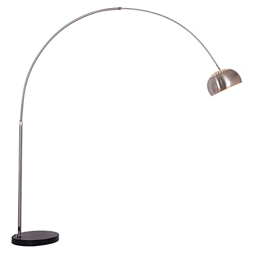 FAZRPIP Moderne Bogen-Stehlampe mit 360 ° drehbarem Hängeschirm, verstellbare Nickel-Stehleseleuchte mit Marmorsockel, Bogen-Metallmast-Arbeitsl ampe für Wohnzimmer-Sofa-Büro