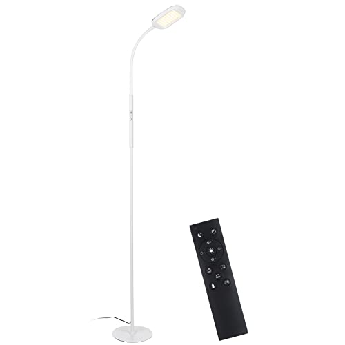 Tomshine White Stehlampe 10W LED Dimmbar 3000-6000k, Leselampe mit Fernbedienung Hohe Lumen 4 Farbtemperaturen für Wohnzimmer Schlafzimmer Büro, Schwarz