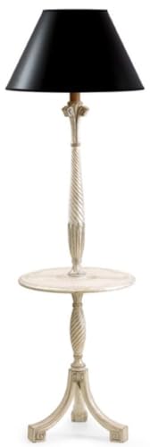 Casa Padrino Luxus Barock Stehleuchte mit Beistelltisch Antik Creme/Schwarz Ø 49 x H. 148 cm - Prunkvolle Barockstil Stehlampe - Luxus Qualität - Made in Italy