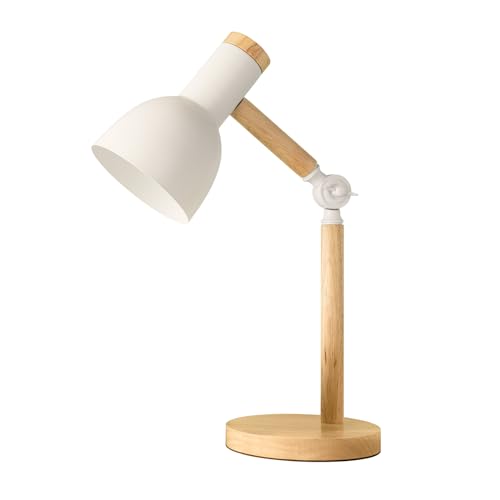 himmel Tischlampe,Einstellbare Holz Tischlampe,Kinder Schreibtischlampe für Schlafzimmer,Wohnzimmer,E 27 Sockel Lesen neben Lampe (Weiß)