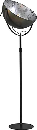 Licht-Erlebnisse Premium Stehlampe Schwarz Blattsilber rustikal Höhe 180cm Halbkugel Form Innenleuchte Stehleuchte Standleuchte Standlampe