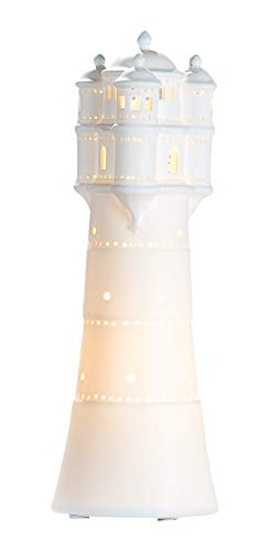 GILDE Deko Lampe Tischlampe Leuchtturm - aus Porzellan maritime Deko H 35 cm