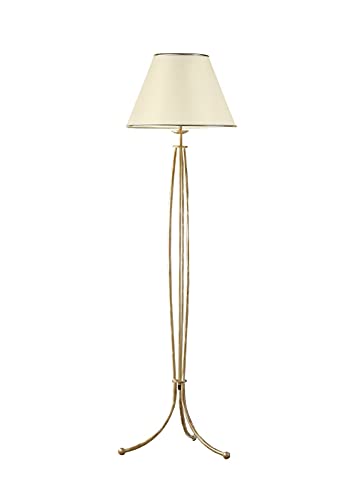 Licht-Erlebnisse Klassische Stehlampe Wohnzimmer in Shabby Gold 163cm konischer Schirm stilvoll BERTHA Stehleuchte