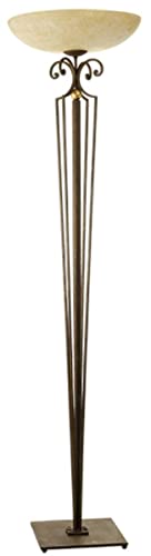 Casa Padrino Luxus Barock Halogen Stehleuchte Rost/Gold/Creme Ø 46 x H. 181 cm - Prunkvolle Barockstil Stehlampe mit rundem Murano Glas Lampenschirm - Luxus Qualität - Made in Italy