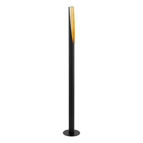 EGLO Stehlampe Barbotto, Eck Standleuchte, Stablampe aus Metall in Schwarz und Gold, GU10 Fassung, inkl. Trittschalter