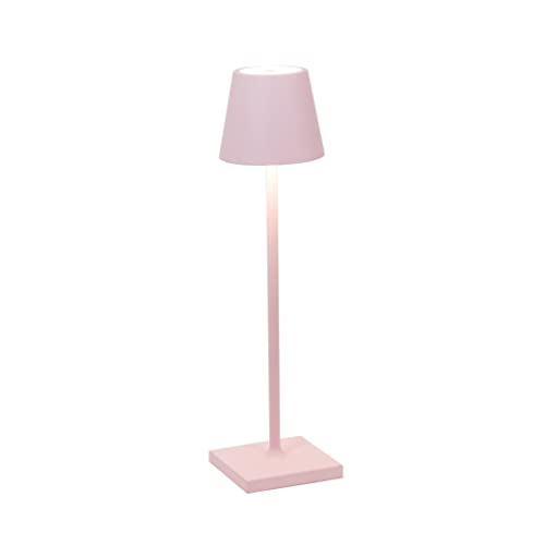 Zafferano, Poldina Micro Lampe, Kabellose, Wiederaufladbare Tischlampe mit Touch Control, Geeignet für Wohnzimmer und Außenbereich, Dimmer, 2200-3000 K, Höhe 27,5 cm, Farbe Rosa