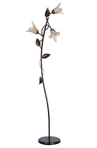 Florale MARILYN 160cm Metall Glas 3 flammig Wohnzimmerlampe Stehleuchte