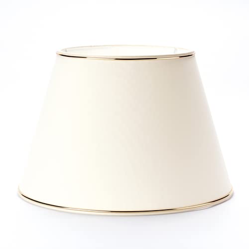 Hochwertiger Lampenschirm Stoffschirm creme mit Goldkante rund 32cm Chintz