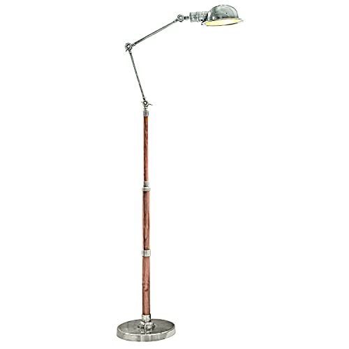 Loberon® Stehlampe Memphis, Messing, Mangoholz, H/Ø ca. 187/24.5 cm, antiksilber/braun