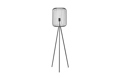 LIFA LIVING 130 cm Moderne Metall Wohnzimmerlampe E27 mit Ständer und Schirm, Schwarze Stehlampe im Industrie Design