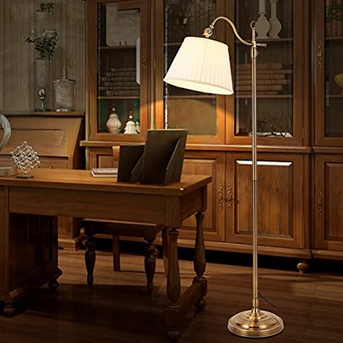 ACMHNC Stehleuchte Wohnzimmer Vintage Stehlampe Dimmbar Mit Fernbedienung, klassische 12W E27 Wohnzimmerlampe mit Stoff Lampenschirm, Nostalgie Bronze Standleuchte für Schlafzimmer Arbeitszimmer