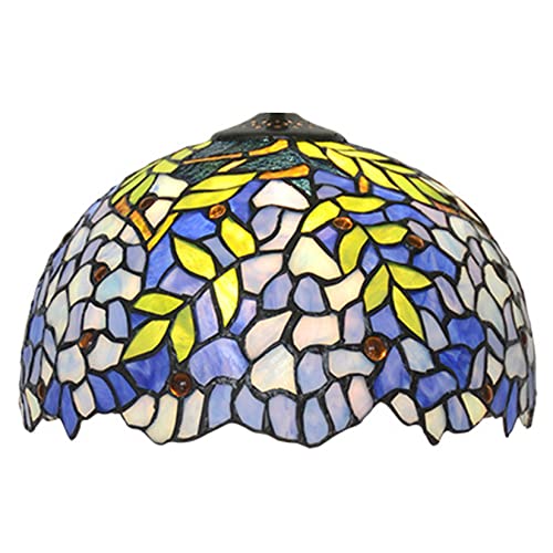 Tiffany Glyzinien-Buntglas-Lampen schirm (nur Lampenschirm, Zubehör ausgenommen), Lampenschirm-Ersatz, blau-lila Glyzinien-Lampenschirm für Tischlampen, Stehlampe, Hängeleuchte, 20,3 cm (30,5 cm)