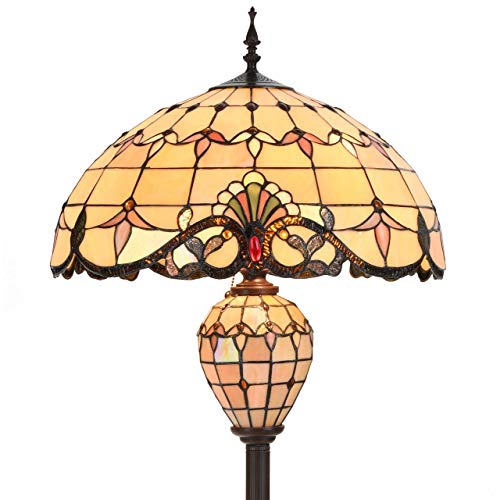 Bieye L30803 Stehlampe aus Buntglas im Barock-Tiffany-Stil mit doppelter Beleuchtung für die Inneneinrichtung, 64 Zoll hoch
