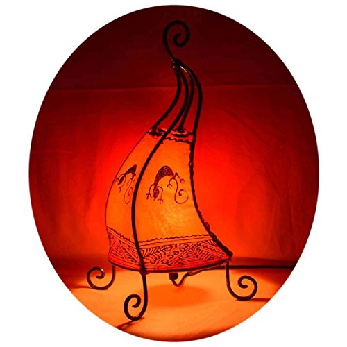 Orientalische Lampe Stehlampe marokkanische Hennalampe Lederlampe Tischleuchte Stehleuchte Orient Coq Gecko 40 cm Color Orange