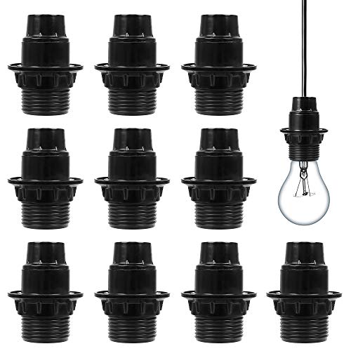 E14 Socket Lights,10Pcs E14 Lampenfassung Lampensockel,250V Bakelit Lampenfassung E14,Lamp Socket Adapter für Tischlampe Stehlampe Kronleuchter (Schwarz)