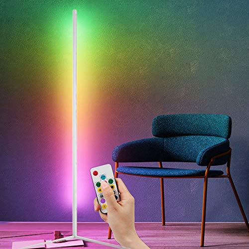 QJUZO LED Stehlampe Dimmbar mit Fernbedienung 20W Stehleuchte für Wohnzimmer Schlafzimmer Farbwechsel Lichtsaeule RGB Farbtemperaturen und Helligkeit Stufenlos