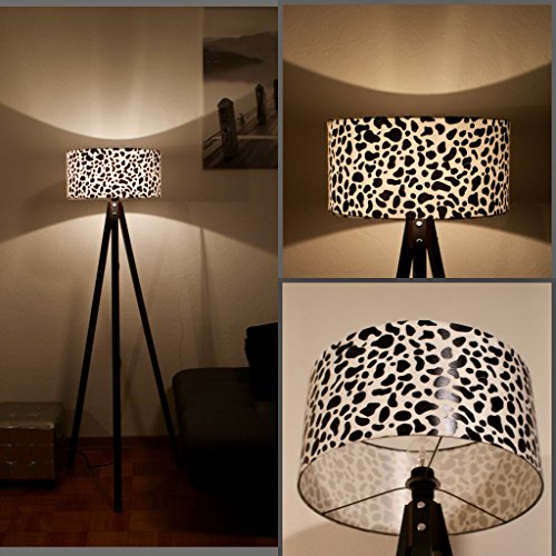  Lampe Stehlampe Standleuchte Stehleuchte Deckenfluter/gewebter Stoffschirm   Weiss/Schwarz/H: 150cm Samarkand Lights
