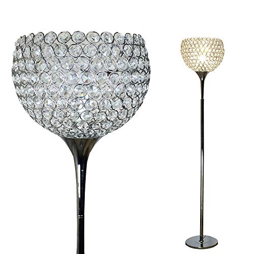 Dellemade Kristall Ball Stehleuchte,Metall Chrom Fertig Stehlampe,Silber
