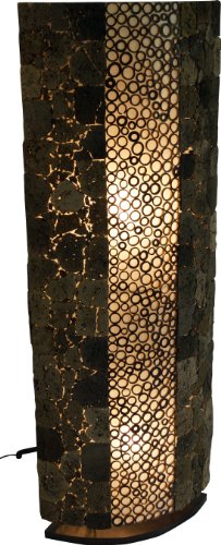 GURU SHOP Stehlampe/Stehleuchte, in Bali Handgemacht aus Naturmaterial, Lavastein, Bambus - Lava Bamboo 100 cm, Stehleuchten