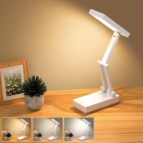 Suright LED Tischlampe Kabellos Akku Lampe,Faltbare Touch-Schreibtischlampe,N achttischlampen,Dimmbare Tischleuchte mit 3 Lichtmodi,Aufladbare USB-Schreibtischleuchte für Schlafzimmer,Lesen,Lernen