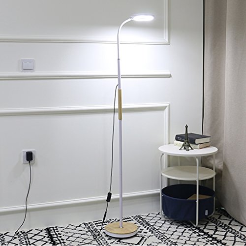 &Tageslicht LED Stehlampe, Holz Augenschutz Leselicht Wohnzimmer Schlafzimmer Study Bedside Vertical Light (Color : White)