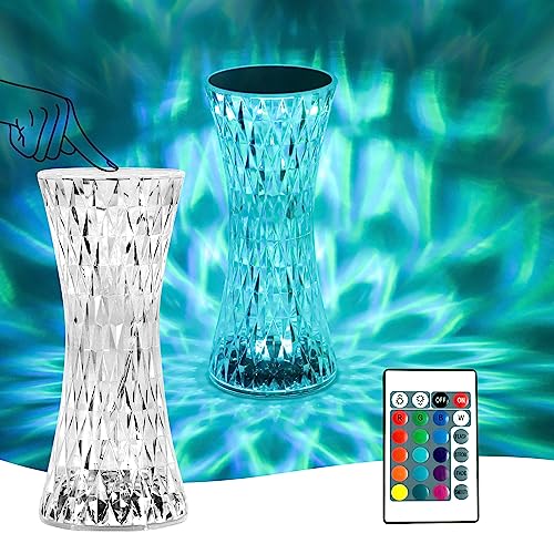 LED Tischlampe aus Kristall,Himmel Moderne Kreativität Acryl Diamant Nachttischlampe Touch und Dimmbar [16 Farben & 4 Modi ] Mit Fernbedienung, RGB Farbwechsel Nachtlicht für Schlafzimmer, Wohnzimmer