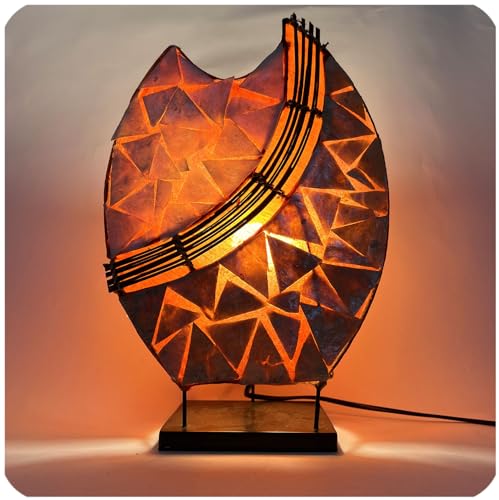 Simandra Deko-Leuchte Stimmungsleuchte Stehleuchte Tischleuchte Tischlampe Bali Asia PERLMUTT 36 cm Color Orange