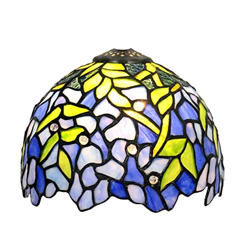 AmNooL Tiffany-Lampenschirm, Ersatz, blau-lila Buntglas-Glyzinien-Lampen schirm für Tischlampen, Hängeleuchte, Wandleuchte, Stehlampe, Deckenleuchte, Heimdekoration, nur Schirm, 16 Zoll (8 Zoll)