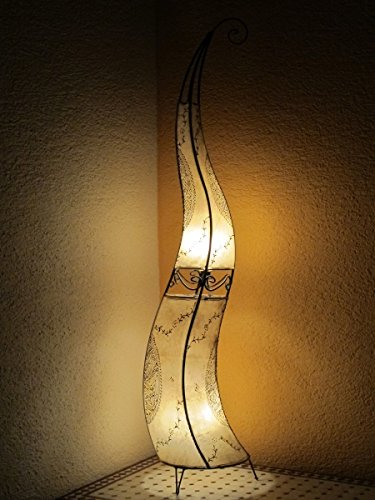 Saharashop Orientalische Stehlampe Henna-Rund 150 cm Leder Natur