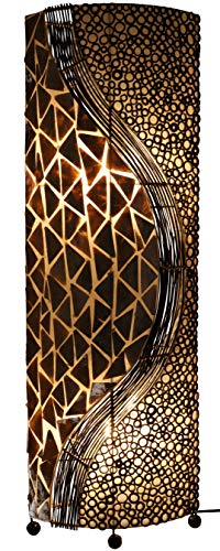 GURU SHOP Stehlampe/Stehleuchte, in Bali Handgemacht aus Naturmaterial, Capiz/Perlmutt - Modell Bromo, Fiberglas, 100x28x18 cm, Stehleuchten