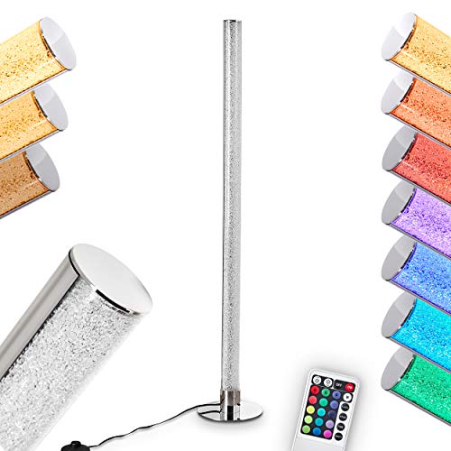  Flaut, aus Metall in Chrom, 10 Watt, 1000 Lumen, Lichtfarbe 3000 Kelvin (warmweiss), Standleuchte RGB Farbwechsler