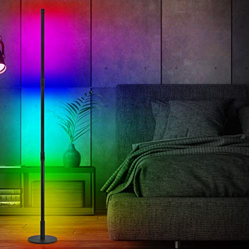 ,Stehlampe,Led Ecklampe 20W RGB Standleuchte Modern Schwarz Stimmungslicht Stehleuchte Farbwechsel Lichtsaeule Ecklampe