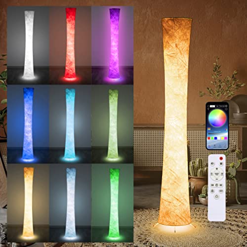 Jiubiaz LED Stehlampe Dimmbar, 1.56M RGB LED Stehlampe Farbwechsel mit Fernbedienung APP, Stehleuchte Wohnzimmer mit Fernbedienung, Timer und Memory-Funktion, für Wohnzimmer Spielzimmer