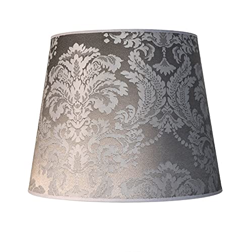 XL Lampenschirm Stoff in Silber für Stehlampen Wohnzimmer H:30 cm E27 blendarm wohnlich konischer Leuchtenschirm WILLOW