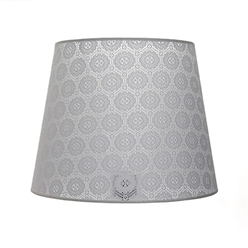 Konischer Stoff Lampenschirm Stehlampe aus Häkelspitze in Grau für E27 Textil Schirm Stehleuchte