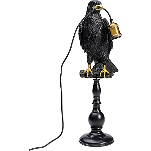 Kare Design Tischleuchte Animal Sitting Crow, Schwarz, (H/B/T) 61x16x29cm