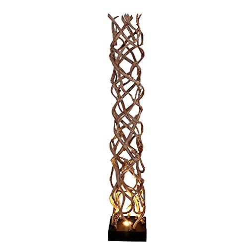 IMAGO handgemachte Stehlampe aus gebleichter mit indirekter Beleuchtung, Lampe aus Holz, Treibholz, ca. 30 x 30 x 175(H) cm