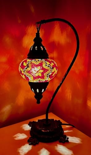 Mosaik - Stehlampe M Tischlampe Mosaiklampe Orange - Stern Orientalische Lampe Samarkand-Lights