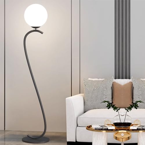 Wylolik Acryl-Schirm-Stehlampe kreative minimalistische vertikale Lampe runde Kugel-Stehlampe für Schlafzimmer Nachttisch elegante hohe Lampen Wohnzimmer Ambiente Sofa Lesen Stehleuchten Heimdekoratio