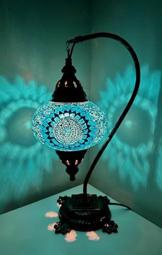 Samarkand - Lights Mosaik - Stehlampe L Tischlampe orientalsiche türkische marokkanische Mosaiklampe Türkis - Kreis