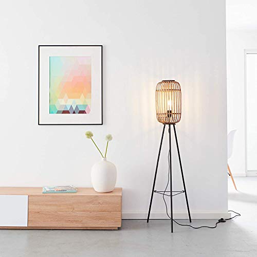 Lightbox dekorative Lampe   Stehleuchte im Nature Style Fussschalter  /Rattan Hellbraun   1,3m Höhe