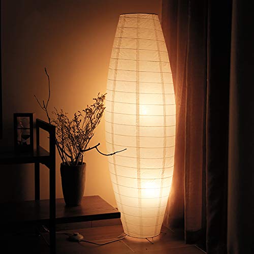 LXHLDD Nordische Japanische Stehlampe, 41,3 '' Stehlampe, Mit Weißem Reispapier Lampenschirm, Geeignet Für Wohnzimmer, Schlafzimmer