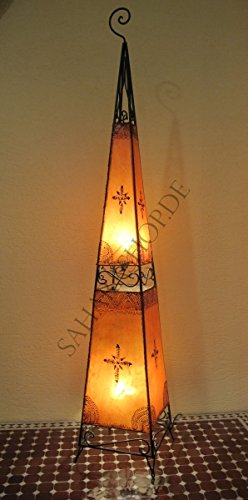 Saharashop Orientalische Stehlampe Henna-Pyramid 155 cm Leder Orange